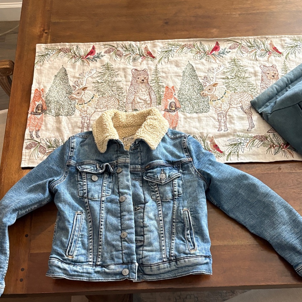 Ralph Lauren Blue Denim Jacket with Cream Sherpa Collar